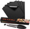 BBQ Grill Mat Set (16x13), Non-Stick Barbecue Grill & Baking Mats for Baking on Gas, Charcoal, Oven and Electric Grills - Reusable, Heat Resistant and Easy to Clean Barbecue Sheets, 9 BBQ Tongs