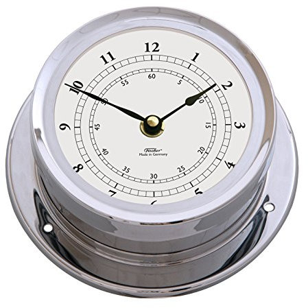 Fischer 1600U-47- maritime Quarz-Uhr - 165mm Messgerät mit verchromten Messing-Gehäuse Made in Germany
