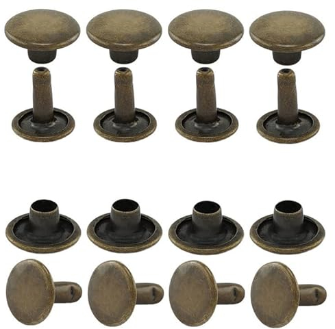 GETMORE Parts Hohlnieten Doppelkopf, Doppelhohlnieten, Doppel-Niet, Stahl, zweiteilig - ab 100 Stück, antik, 9 mm