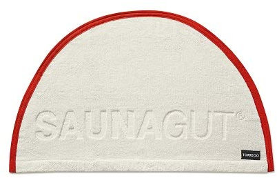 Saunagut Torreoo - Toalla para sauna, color marfil y rojo