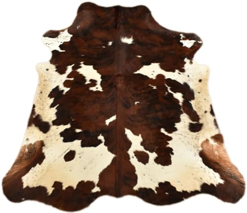 generisch KUHFELL STIERFELL BRAUN Weiss Tricolor 210 x 180 cm Fell Teppich VON KUHFELLE ONLINE