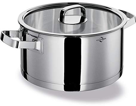Köksprofi stekpanna SAN REMO 24 cm | höjd 11,5 cm | kastrull 4,5 L | kastrull induktion | kruka rostfritt stål | säkerhetsglaslock
