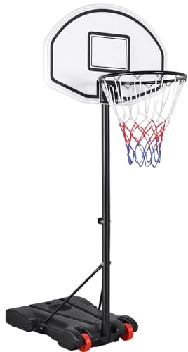 Yaheetech Basketballständer Mobile Basketballkorb mit Rollen und befüllbarer Ständer Höhenverstellbar Basketballanlage Outdoor Tragbar Korbanlage für 14+ Jahre Alt