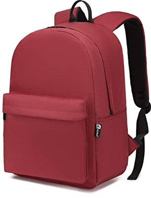 Schulrucksack College-Rucksack, leichte Schultasche, stilvoll, lässig, Tagesrucksack, College, Reisen, Arbeitstasche für Jungen und Mädchen, passend für 15,4-Zoll-Laptop (Rot)