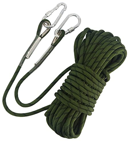 NewDoar 18KN Statisches Kletterseil 10 mm (3/8 Zoll) Zubehörkabel Ausrüstung 33 Fuß (10 m), 66 Fuß (20 m), 98 Fuß (30 m), 165 Fuß (50 m) Fluchtseil Eiskletterausrüstung Feuerrettungsseil-Grün/10 m