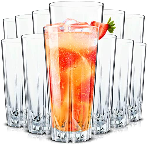 Konzept 11 - Set de 12 verre à eau 330 ml – verres à cocktail côtelés élégants et résistants, parfaits pour mojito, long drink, jus
