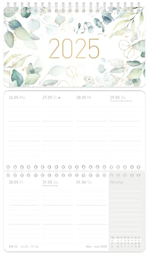 Häfft® Pocket Wochen-Tischkalender 2025 klein, quer Blattgold 16,1 x 9,7 cm, 1 Woche 2 Seiten, Mini Wochenkalender, Schreibtisch-Kalender - nachhaltig & klimafreundlich