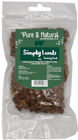 Pure & Natural Grain Free Dog Treats for Training - high value dog training treats Value Dog Training Treats | Healthy Dog Treats for Small Dogs to Large Breeds - Lamb, 100g