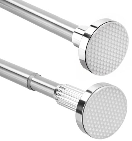 Anstore Gardinenstange ohne Bohren, Silber Teleskopstange 90-160 cm Ø25mm, Vorhangstange Ausziehbar & Flexibel, Stahl Duschvorhangstange für Badezimmer, Fenster, Kleiderschrank