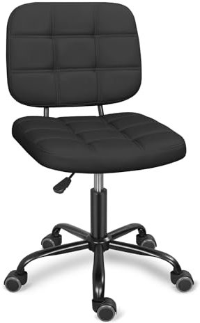 Leader Accessories Schreibtischstuhl höhenverstellbarer Bürostuhl ergonomischer Drehstuhl ohne Armlehnen Home Office Stuhl mit mittleren Rückenlehne Bürodrehstuhl Belastbarkeit bis 120KG Schwarz