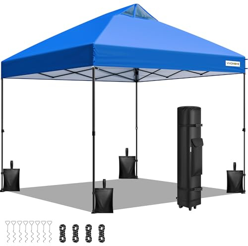 VIVOHOME Padiglione Pieghevole 3x3m con Ventilazione, Altezza Regolabile, Padiglione Pop-Up con Borsa per il Trasporto con Ruote UV 50+ CPAI 84 per Feste Matrimoni Picnic Mercati