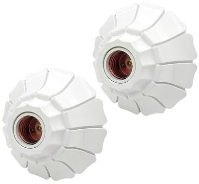 CILIA Portalampade Supporto per lampadina a Sospensione E27 110V/220V Intaglio a Petali Montaggio Rotondo Semplice per Casa e Ufficio Industriale - 2PZ Bianco