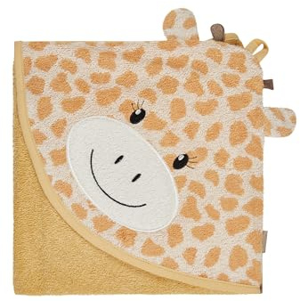 Sterntaler Kapuzenbadetuch 100x100cm Giraffe Kaya – Kuscheliges Badetuch aus saugfähiger Baumwolle – Mit süßen 3D-Ohren für Babys und Kleinkinder, Sandfarben