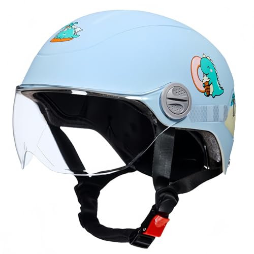 Kinder-Fahrradhelm Kleinkindhelm Für 2–12 Jahre Alte Jungen Und Mädchen Allwetter-Mehrzweckhelm Für Radfahren Skateboard Roller Halbschalenhelm Mit Visier C,(46-54CM)