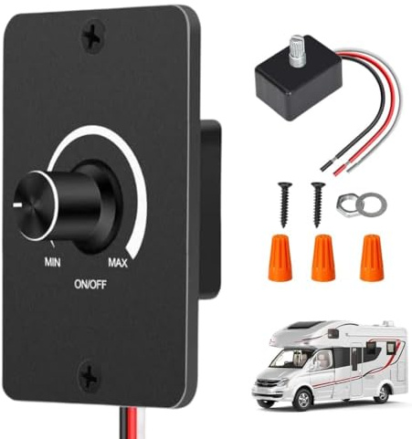 LED-dimmer 12 V dimmer strömbrytare, PWM LED-dimmerbrytare DC 12 V 5 A 3 trådar dimmerbrytare steglös dimmer för husbil, båt, lastbil, husvagn, släpvagn, lampa och DC 12 V, dimbar LED-lampa