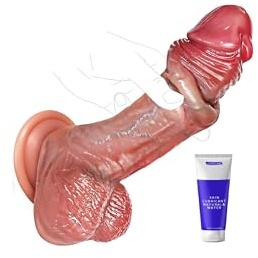 Govosaa Realistic Dildo Sex Toys, 8.7 Inch Thick Stretchable Foreskin & Movable Dual Balls Anal Dildos, Adult Toys with Strong Suction Cup for G-Spot & Anal Hands-Free Play, Sex Toyscouples for Woman
