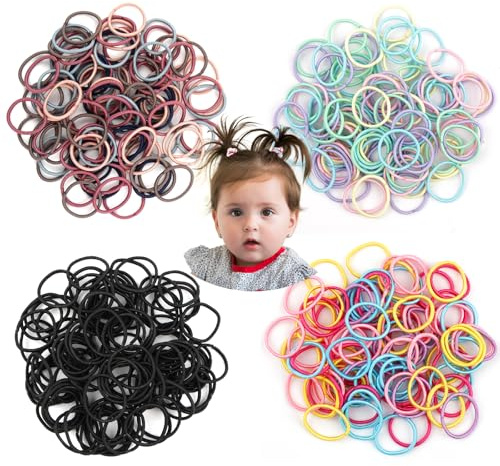 400 Stück Haargummis Mädchen,Bunt Baby Haargummi,Elastisch Haargummis Klein,Nichtmetall Pferdeschwanz Inhaber für Kleinkind Mädchen