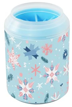 Blue Snowflakes Simple Portable Dog Paw Washer Silicone Brush Soft Pets Bathing Brush for Medium to Large Dogs
