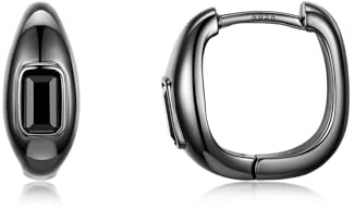PHNIBIRD Orecchino da uomo nero con spinello creole argento 925 unisex per uomo e donna