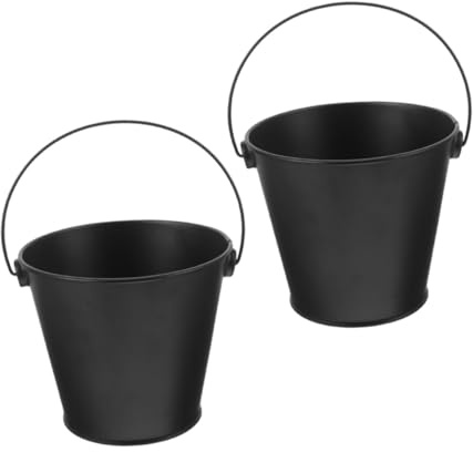 SHINEOFI 2 pezzi Secchio Grasso Barbecue Contenitore Olio Resistente per Outdoor Compatto e Facile da Pulire Accessorio per Picnic e Ambienti di Cottura Piccoli Colore Nero Elegante