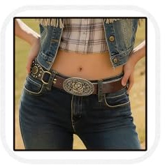 ALMLWIAJ Ceinture large à disques bohème pour femmes Ceinture épaisse de cow-girl western avec clous et conchos Accessoire vintage en denim pour festival (Café B)