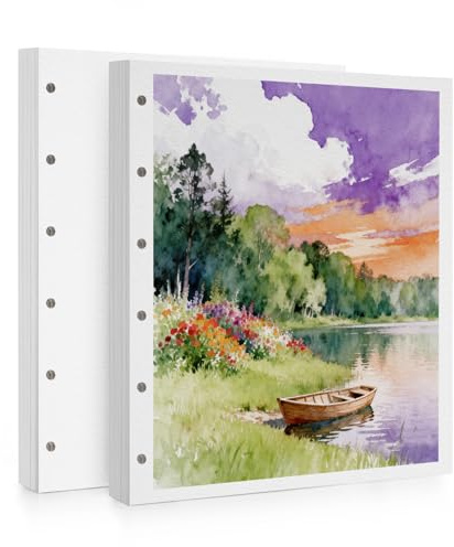 Lot de 2 recharges de papier aquarelle de 63,5 kg (300 g/m²), 100 % coton sans acide, 20 feuilles par bloc (40 pages au total), 13 x 11,9 cm pour peinture, croquis et techniques mixtes