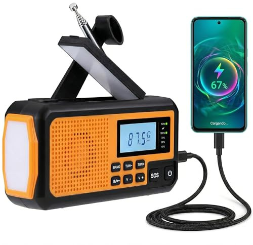 NK Radio di Emergenza Solare – Power Bank 4000mAh, FM/AM/SW, Torcia LED, Display LCD, Allarme SOS, Manovella & Ricarica USB/AAA – Ideale per Camping e Trekking