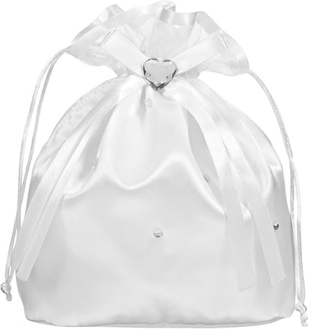 POPETPOP Borsa da Sposa Borsetta Floreale Raffinata in Tessuto Lucido Bianco Decorata con Cristalli per Testimone per Matrimonio, Adatta per Cerimonie e Occasioni Speciali