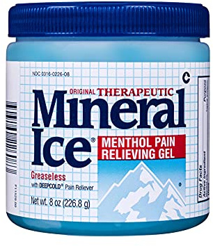 Mineral Ice Original Therapeutic Menthol Pain Relief Gel. Greaseless with Deepcold Pain Reliever. Provides Cooling & Penetrating Relief for Arthritis, Simple Backache, Strains & Sprains (8 Ounce)