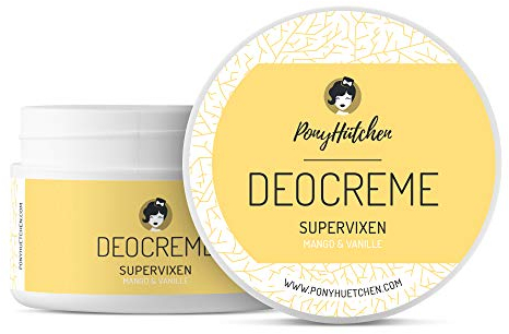PonyHütchen - Deocreme 50 ml Supervixen - Crema deodorante solida vegana, senza sali di alluminio e esperimenti sugli animali - Unisex antitraspirante naturale fatto a mano con ingredienti biologici -