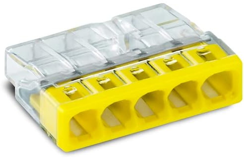 WAGO Verbindungs-Klemmen 2273-205 | 5-polig, bis 2,5 mm², 20 Stück in Blister-Verpackung, COMPACT Verbindungsklemme für eindrähtige Leiter, bestätigte Anwendungssicherheit, kleinstmögliche Bauform