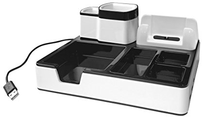 monolith DO 003-17 - Desk Organizer, Tischorganizer mit 3 USB Lade-Anschlüssen, Smartphone Steckplatz, Stiftehalter und Ablagefach, 1 Stück