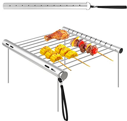 MOPOIN Holzkohlegrill, Klappbarer Grillrost Edelstahl Tragbarer Campinggrill Mini grill pour Picknicks, Hinterhöfe, ÃƒÅberleben, 31 x 3 x 3 cm