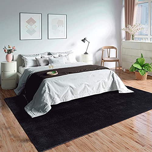 Mia's Teppiche Olivia Wohnzimmer/Schlafzimmer Teppich - waschbar - 80x150 cm, Schwarz