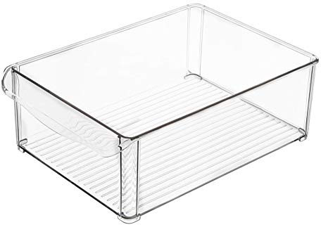 MANTFX Caja De Almacenamiento Transparente para Frigorífico, Cajón para Verduras Apilable De Plástico, Organizador Transparente para Frigorífico para Almacenar Fideos, Verduras Y Frutas (D)