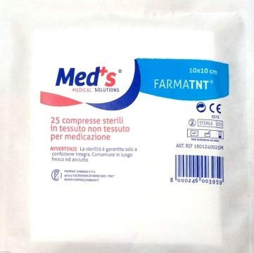 COMPRESSE GARZA IN TNT STERILI CM.10X10 (SCATOLA 100 BUSTE 25 COMPRESSE) F.Z. - MARCHIO CE