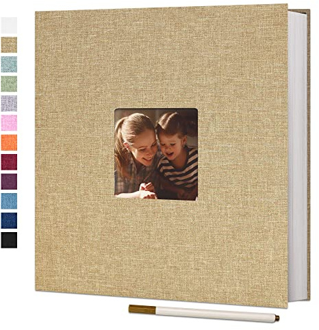 Vienrose Album Fotografico Autoadesivo 33x32 CM Album Foto Scrapbook 10x15 con 40 Pagine e Copertina in Lino Regalo per Nozze, Anniversario, Natale, San Valentino, Compleanno e Bebè