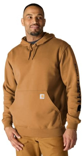 Carhartt Sweat-shirt ample à manches avec logo de poids moyen pour homme, Marron, 5X-Large