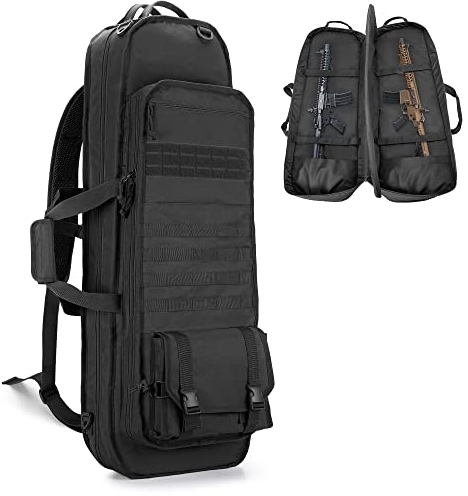 GOBUROS Tactical Rifle Bag Rucksack für 91 cm Gewehre, weicher Gewehrkoffer mit 3 Magazinhaltern, gepolsterten Schultergurten, abschließbarem Reißverschluss und Molle-System für Jagd und Schießen