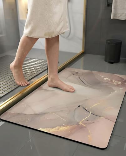 Pinkrin Diatomite Stone Bath Mat - Tappetino da Bagno in Pietra Morbido e Confortevole, Estremamente Assorbente, Perfetto Tappetino da Bagno Antiscivolo, Adatto per Diversi Stili di Casa