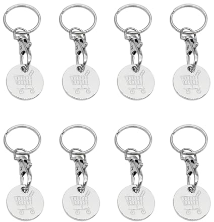 Trsnzul Jeton Caddie Porte Clé 8 Pièces Clé en Forme de Jeton pour Caddie Porte Clé Jeton Caddie Extracteurs de Caddie Jeton de Caddie Amovible comme Porte-Clés Jeton de Caddie Porte Clef