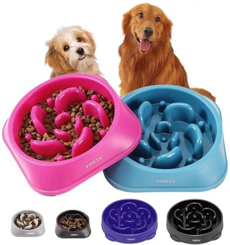 YINEYA 2 Pezzi Ciotola anti Ingozzamento, Ciotole per Cani Anti Ingozzamento, Anti-Ingozzo Interattivo con Labirinto,Ciotola cane anti Ingozzamento per Razze Medie