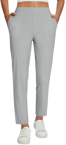 baleaf Womens Work Pants Stretch Petite Dressy Slacks with Pockets Travel Golf Business Casual Light Grey M
