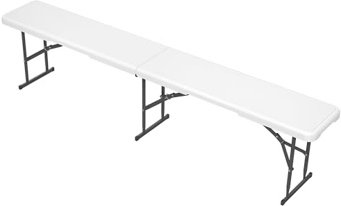 Outsunny Banco de Jardín Plegable Banco Exterior de 3 Plazas con Marco de Acero Carga 360 kg para Patio Terraza Balcón Camping 183x28x43 cm Blanco