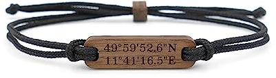 WALDHERZ Holz Armband Koordinaten aus Walnussholz | GPS | Gravurarmband | personalisiert | handgefertigt in Deutschland