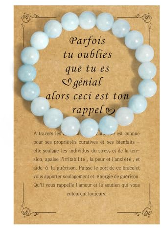 EmDryze Idee Cadeau Femme Bracelet Pierre Naturelle 10mm Cadeau Fete Des Meres Femme Anniversaire Cadeaux Couple Pour Copine Cadeaux Anniversaire Noel Pour Fille Soeur Meilleure Amie Collegue Maman
