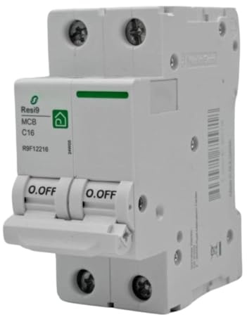 RASMACOR | Interruptor Magnetotérmico Residencial 2P 16A | RESI9 R9F12216 | CURVA C | Frecuencia 50/60HZ | Norma UNE/EN 60898-1 CE | 16 Amperes