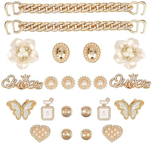 22 Pièces Accessoires de Chaussure en Strass, Décorations de Chaussures de Bricolage, Breloques de Chaussures pour Femme Sabots Ornements de Chaussure Bricolage