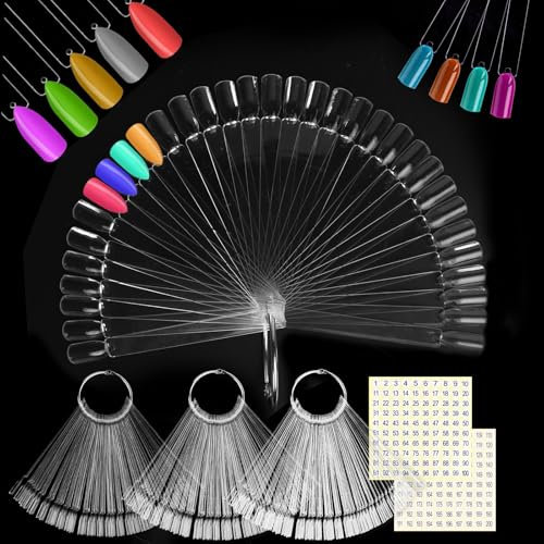200 Pièces Nuancier Ongles HXC Nuancier Ongle Presentoir Ongles avec Autocollants de Numéro 1-200 Accessoire Ongle pour Presentoir Vernis, Transparentes