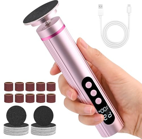 SternSinn 2-in-1 Pedicure Elettrico Professionale, 9 Velocità Regolabile, Multifunzionali Pedicure Elettrico con Batteria da 2000 mAh, Calli Piedi Rimozione Per Rimuovere Calli, Pelle Morta (Rosa)